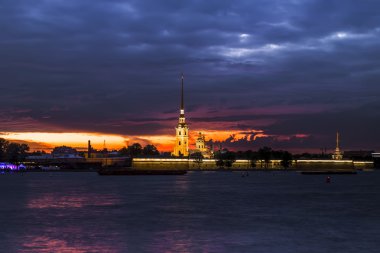 View of the Peter and Paul Fortress with the illumination of the clipart