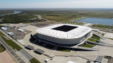 Rostov-on-Don, Rusya, 16 Eylül 2021. Rostov-on-Don 'daki Rostov-Arena futbol stadyumunun hava manzarası.