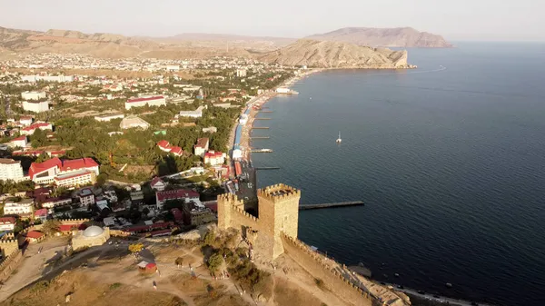Sudak Crimeia Setembro 2021 Bela Vista Antiga Fortaleza Genovesa Costa — Fotografia de Stock