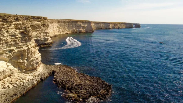 Cape Tarkhankut Crimea September 2021 Rocks Grottoes Black Sea Coast — стокове фото