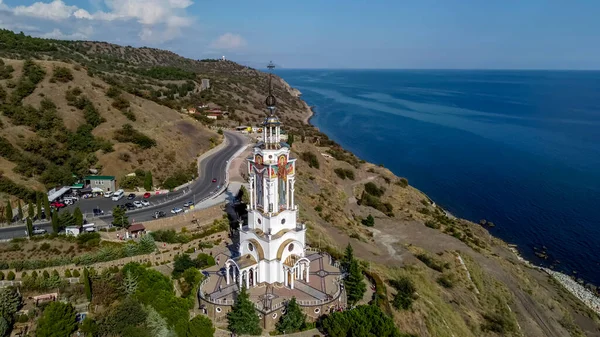 Malorechenskoe Crimea Września 2021 Latarnia Morska Świętego Mikołaja Świątynia Crimea Zdjęcia Stockowe bez tantiem