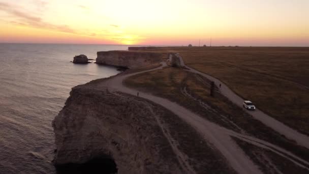 Мис Тарханкут - одне з найгарніших місць на Кримському півострові.. — стокове відео
