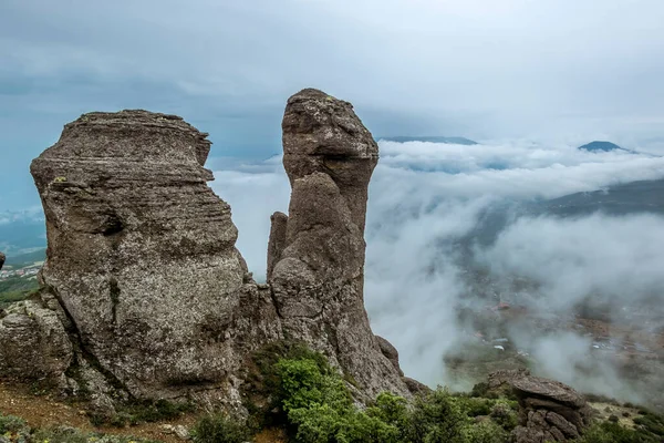 Luchtfoto Uitzicht Demerdzhi Bergketen Spookvallei Krim Schiereiland — Stockfoto