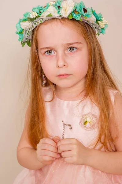 Close Portrait Child Little Girl Years Old Little Girl Angry — Fotografia de Stock