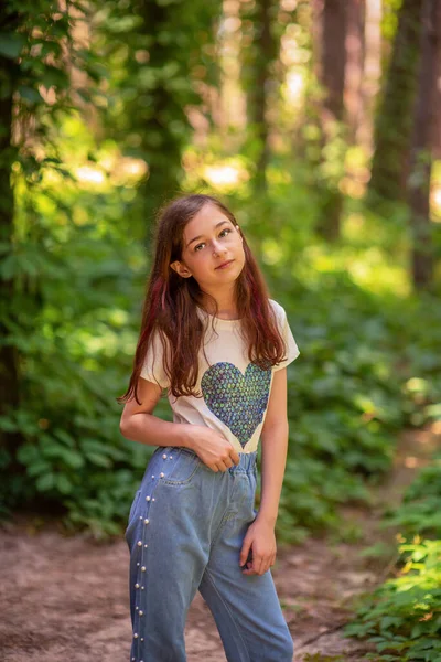 Дівчинка Підліток Років Лісі Портрет Дитини — стокове фото
