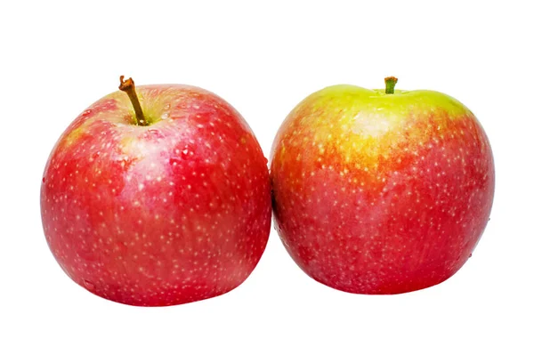 Dos Manzanas Aisladas Sobre Fondo Blanco Manzana Roja Comida Sana —  Fotos de Stock