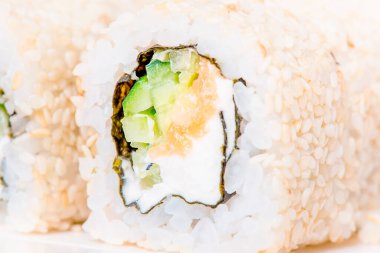 Japon yemekleri makro fotoğrafçılığa yakın çekim yapar. Yemek fotoğrafı..