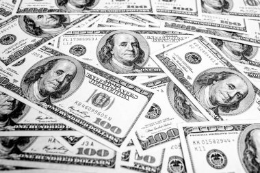 Background consists of American dollar bills. Financial and banking concept.