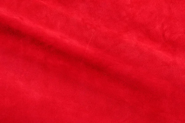 ベルベットの赤い背景のクローズアップ写真 レッドスエード本革の背景 — ストック写真
