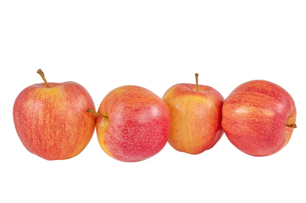 Cinco Manzanas Rojas Sobre Fondo Blanco Cerca Aislamiento Manzana —  Fotos de Stock