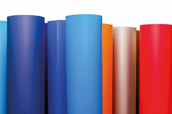 Film as material for advertising. PVC film in rolls of different colors.