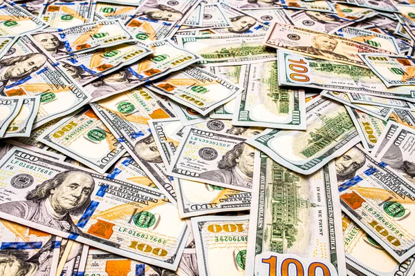 Papel Moneda Fondo Billetes 100 Dólares Americanos Concepto Financiero Imagen de stock