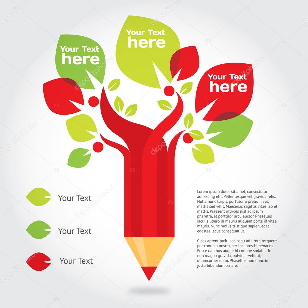 Pencil tree, infographic about education and growing.