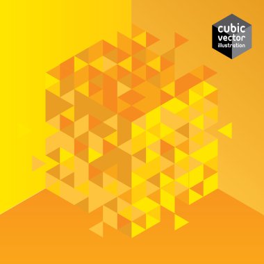 Abstract cube yellow design element. clipart