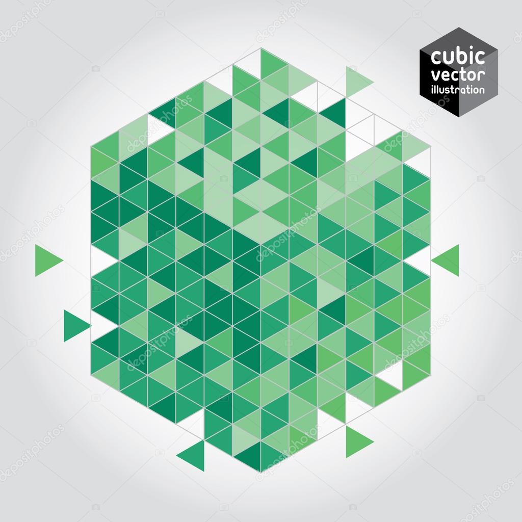 Abstract cube green design element.