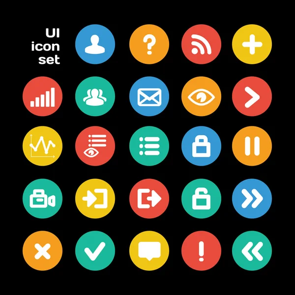 Set di icone rotonde dell'interfaccia utente — Vettoriale Stock