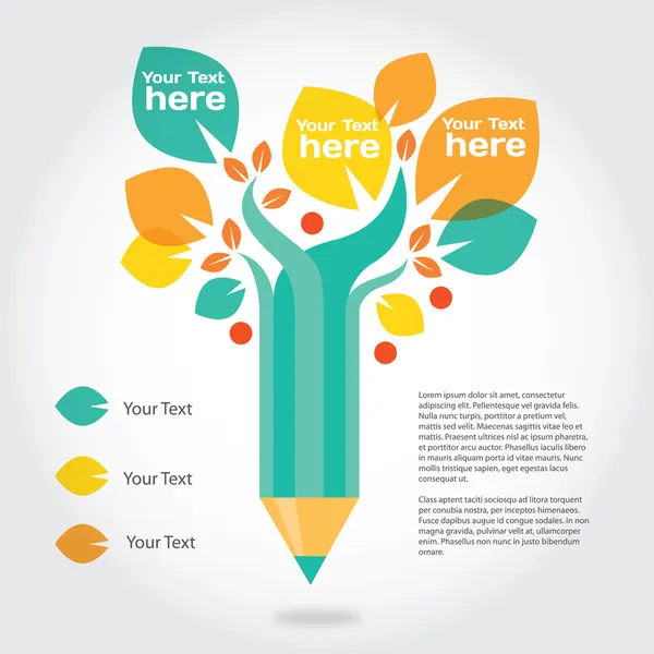 铅笔树中，关于教育和不断增长的信息图形. — 图库矢量图片#
