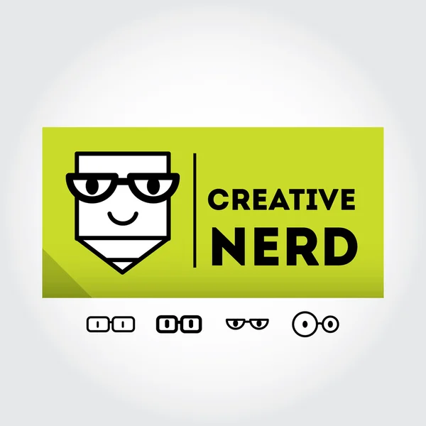 Sinal de nerd engraçado com óculos — Vetor de Stock