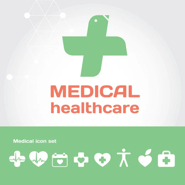 Signo de atención médica con icono — Vector de stock