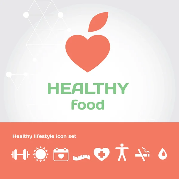 Healthe food sign with healthy lifestyle icon set — Stock Vector