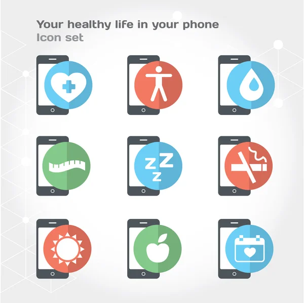 Healthy lifestyle in your phone icon pack. — Stock Vector