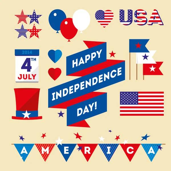 Set design elements for USA Independence Day — Stock Vector