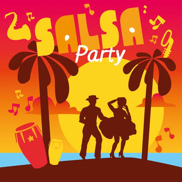 Affiche de danse de salsa pour la fête — Image vectorielle