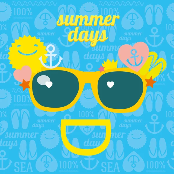 Gafas de sol de sonrisa divertida verano — Vector de stock