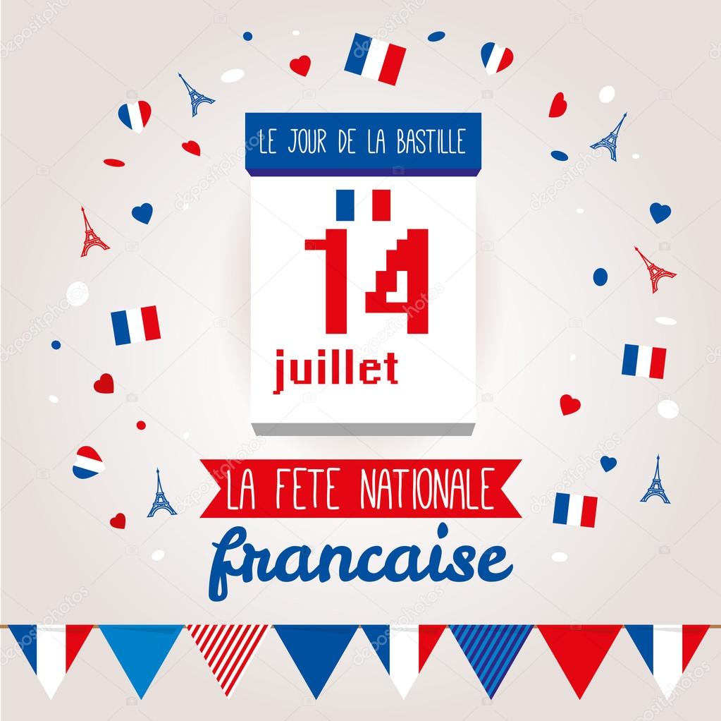 Greeting card design for The Bastille Day.