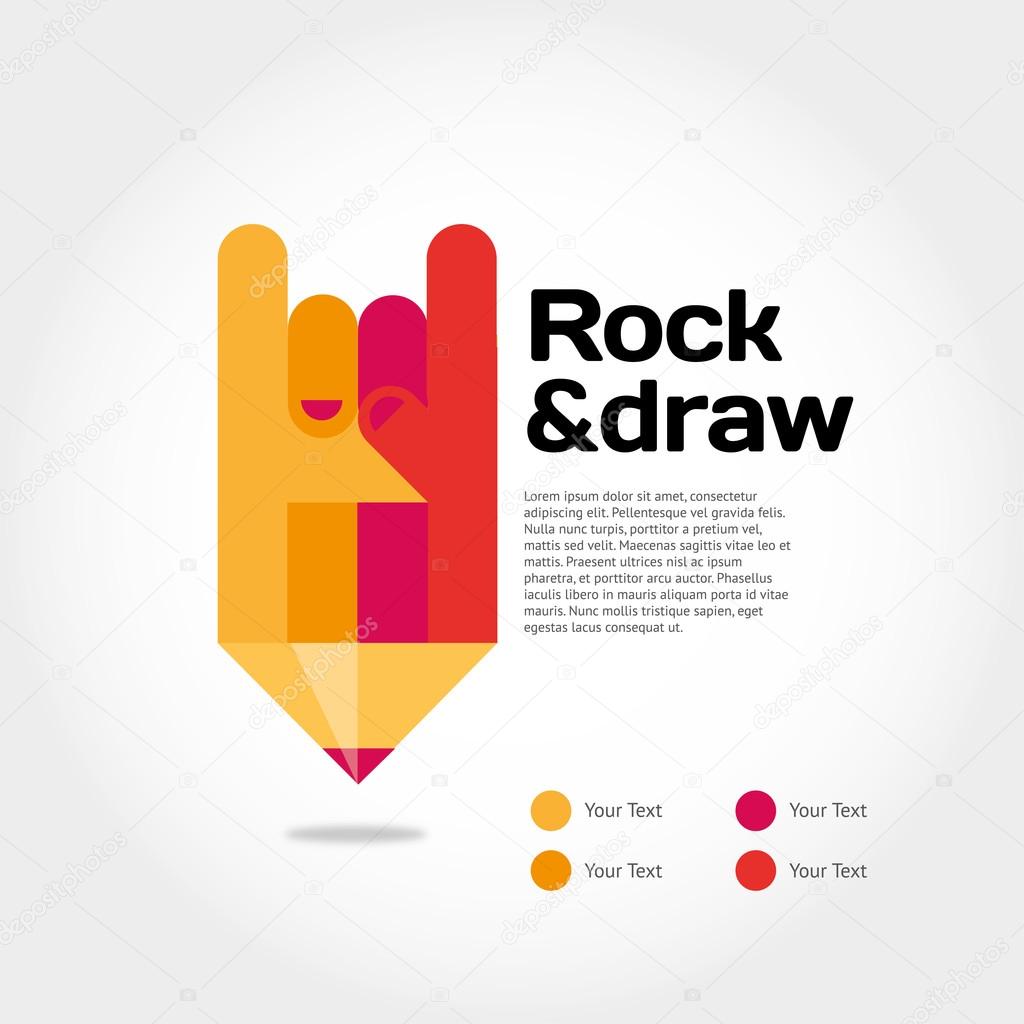 Pencil with cool gesture symbolizing ideas with place for text