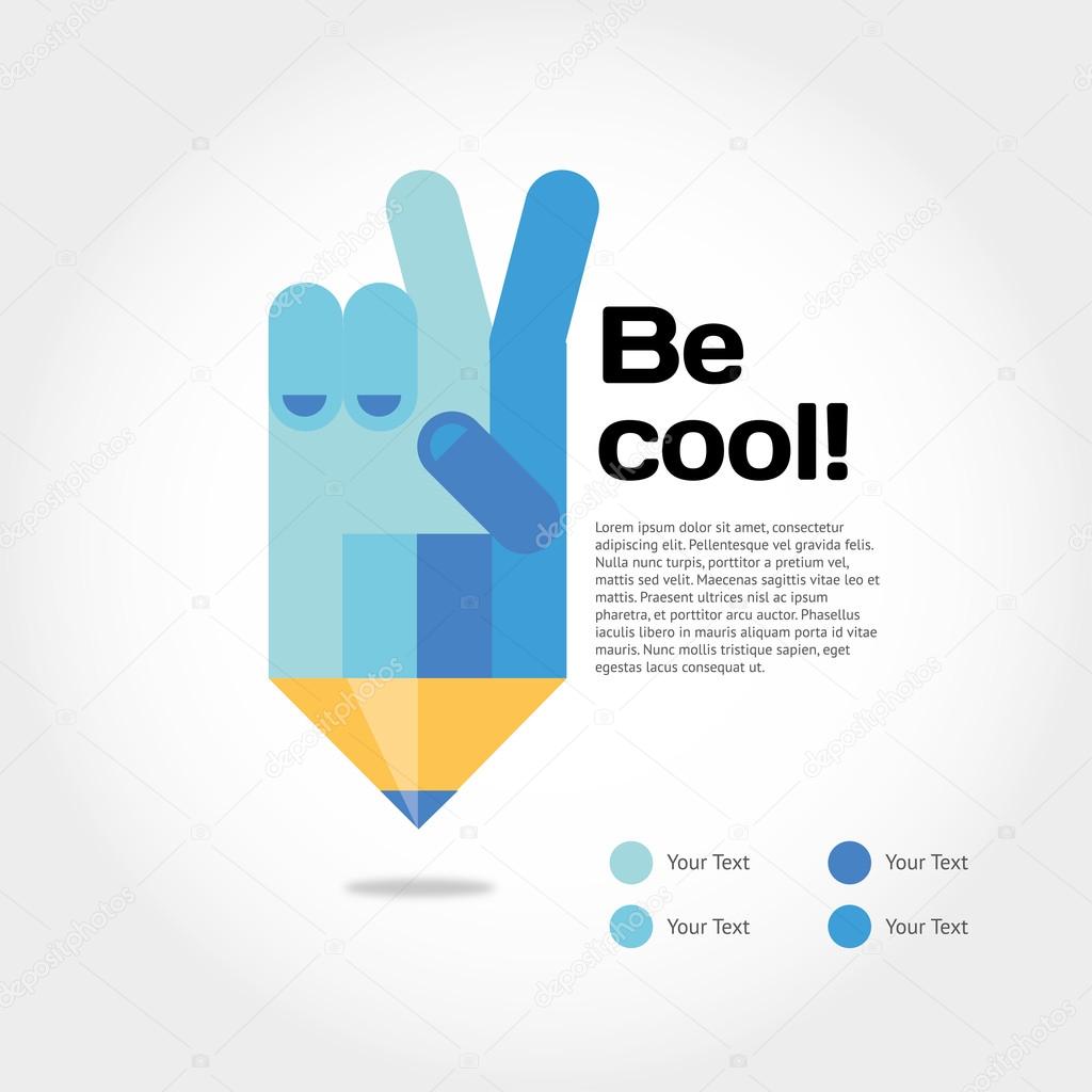Pencil with cool gesture symbolizing ideas with place for text