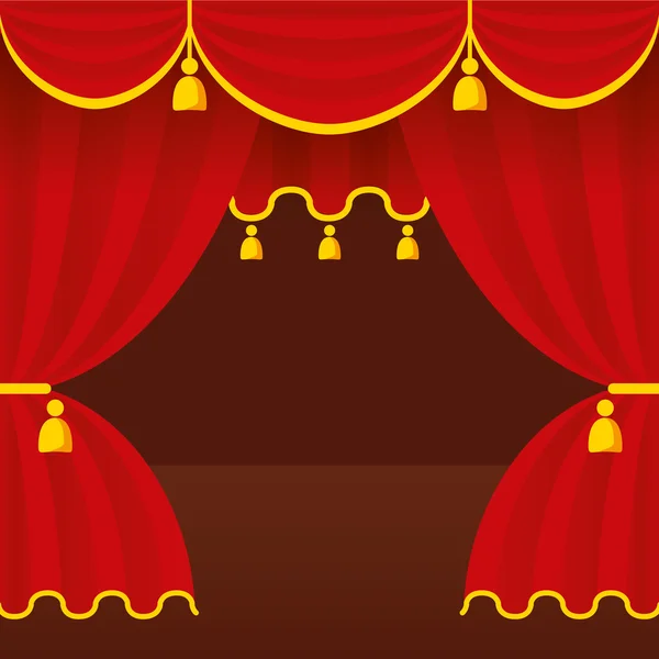 Red stage curtain — Stock Vector