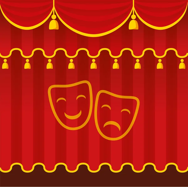 Red stage curtain — Stock Vector