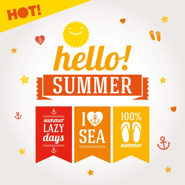Набор летних этикеток Hello — стоковый вектор