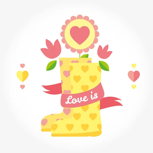 Láska je obrázek s boty, květiny — Stockový vektor
