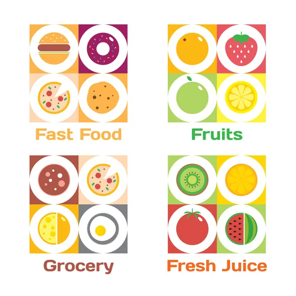 Цветные круглые фрукты, овощи — стоковый вектор