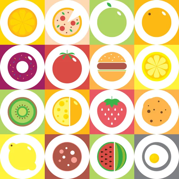 Frutas, verduras alimentos iconos — Vector de stock