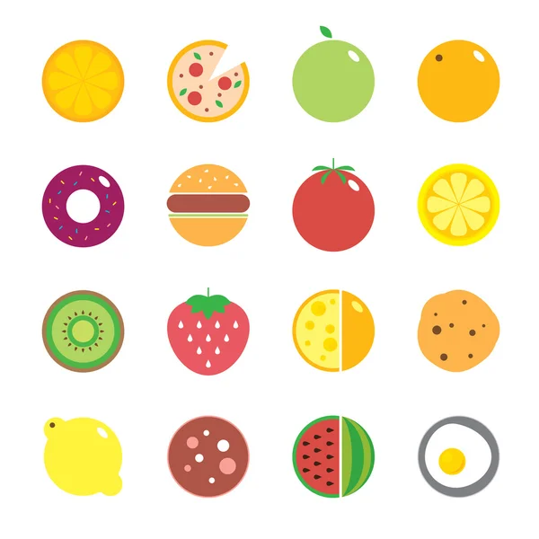 Frutas, verduras, iconos de alimentos — Vector de stock