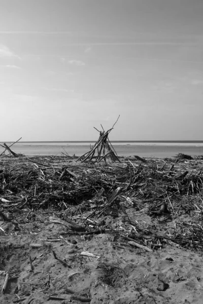 Κατασκευαστικές Εργασίες Στην Παραλία Torre Del Lago — Φωτογραφία Αρχείου