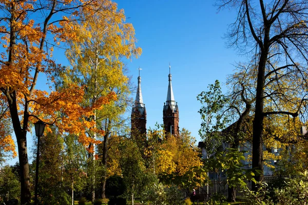 Kuppeln Der Herz Jesu Kirche Rybinsk Einem Strahlenden Herbsttag — Stockfoto