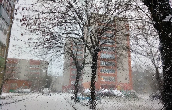 Meteorologia Forma Precipitação Precipitação Forma Neve Molhada Chuveiros Com Neve — Fotografia de Stock