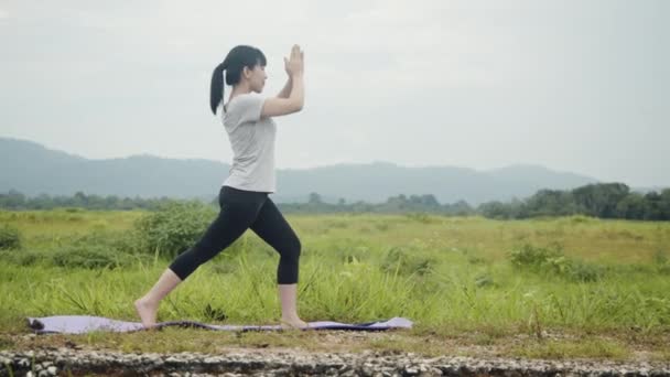 Jonge Blanke Vrouw Die Een Spirituele Yoga Meditatie Uitvoert Stelt — Stockvideo