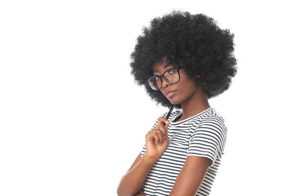 Estudante Feminina Feliz Positiva — Fotografia de Stock