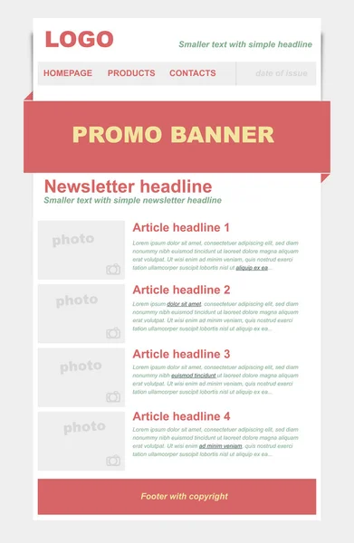 kırmızı renk ile Bülten Şablonu.