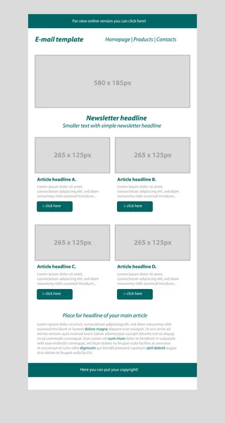 Newsletter dark green template with business style — Stock Vector