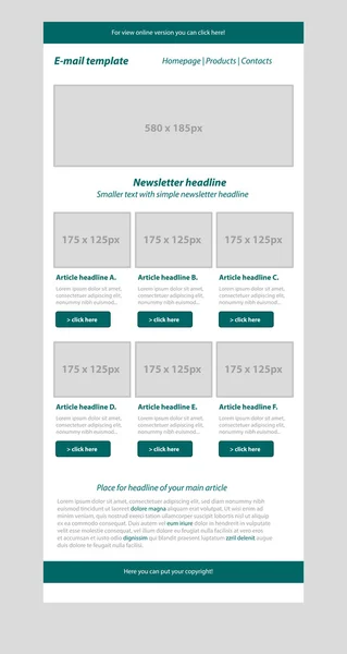 Newsletter dark green template with business style — Stock Vector