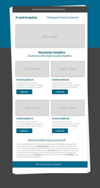 Newsletter plantilla azul con estilo empresarial — Vector de stock