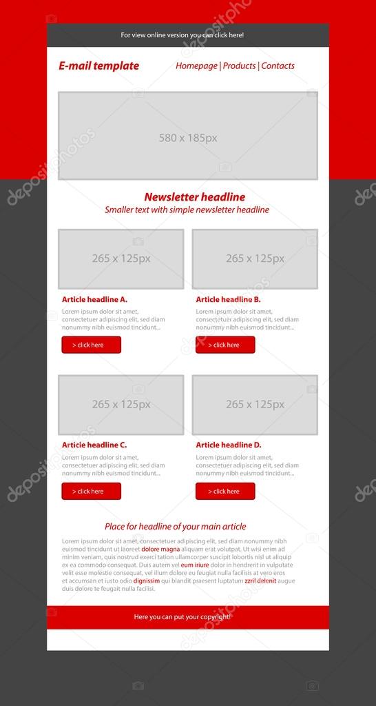 Newsletter red template with business style