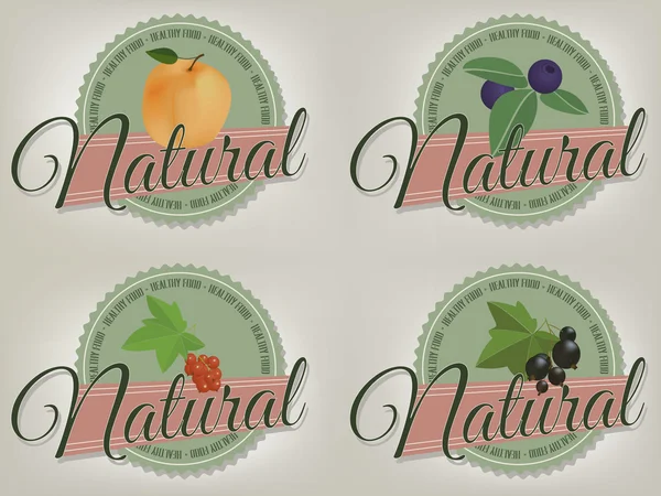 Producto natural, etiquetas de alimentos saludables . — Archivo Imágenes Vectoriales