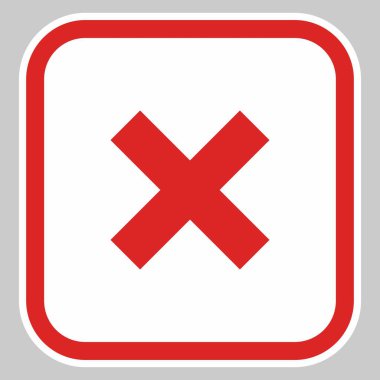 Yanlış notlar, yanlış işaretler, reddedilmiş, onaylanmamış, hayır, yanlış, tamam değil, yanlış seçimler, görev tamamlama, oylama. - vektör işareti sembolleri kırmızı. İzole edilmiş bir ikon. Düz biçim vektör illüstrasyonu.